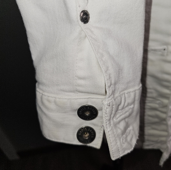 White Edie Bauer White Jean Jacket with Bronze Buttons Stretchy  XL - Picture 5 of 16